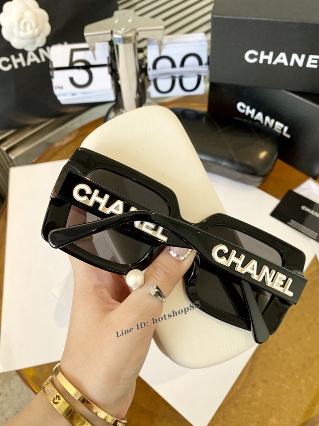 CHANEL專門店新款香奈兒方形白色字母中古黑白熊貓配色女士太陽鏡墨鏡 CH71465 mmyj1183